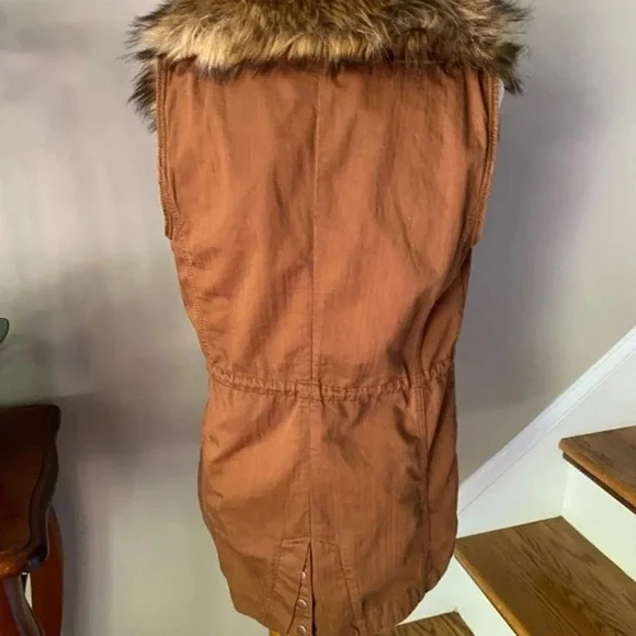 Anthropologie Hei Hei Brown Cargo Fur Collar Vest XS - Picture 8 of 8
